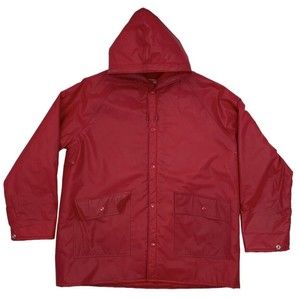 Vintage Ozark Trail Size Medium PVC Snap Red Hooded Jacket Mint Condition 25 x31